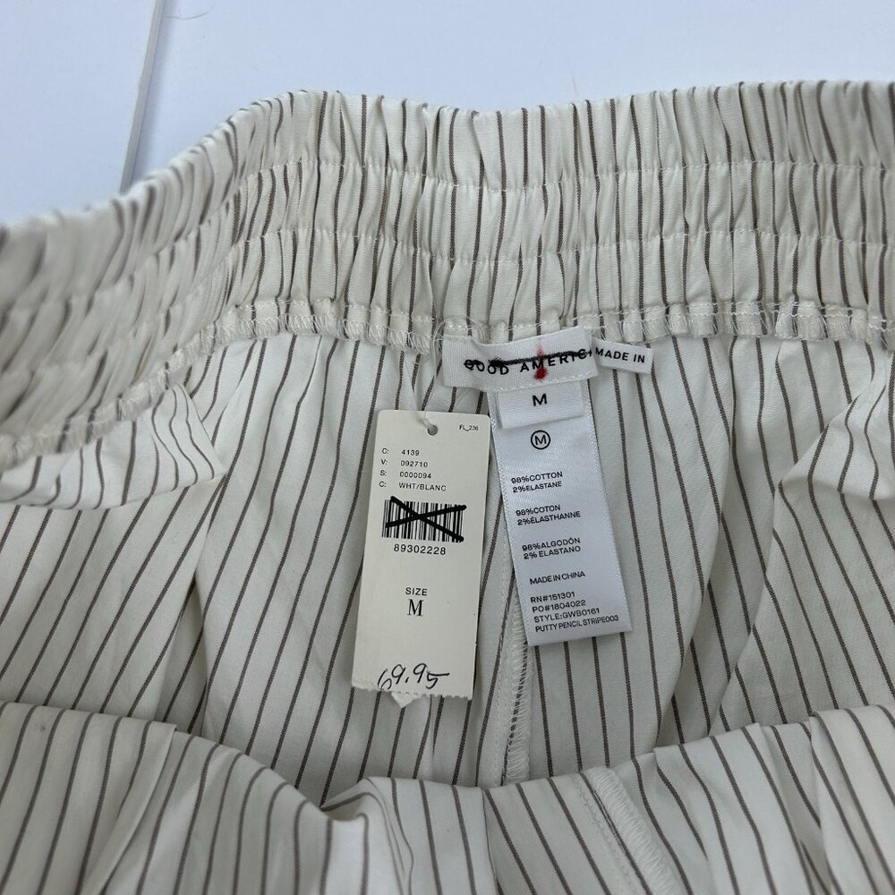 GOOD AMERICAN Ladies Pencil Stripe Weekend Shorts in Puddy Cream Color Nwt M - Picture 3 of 8